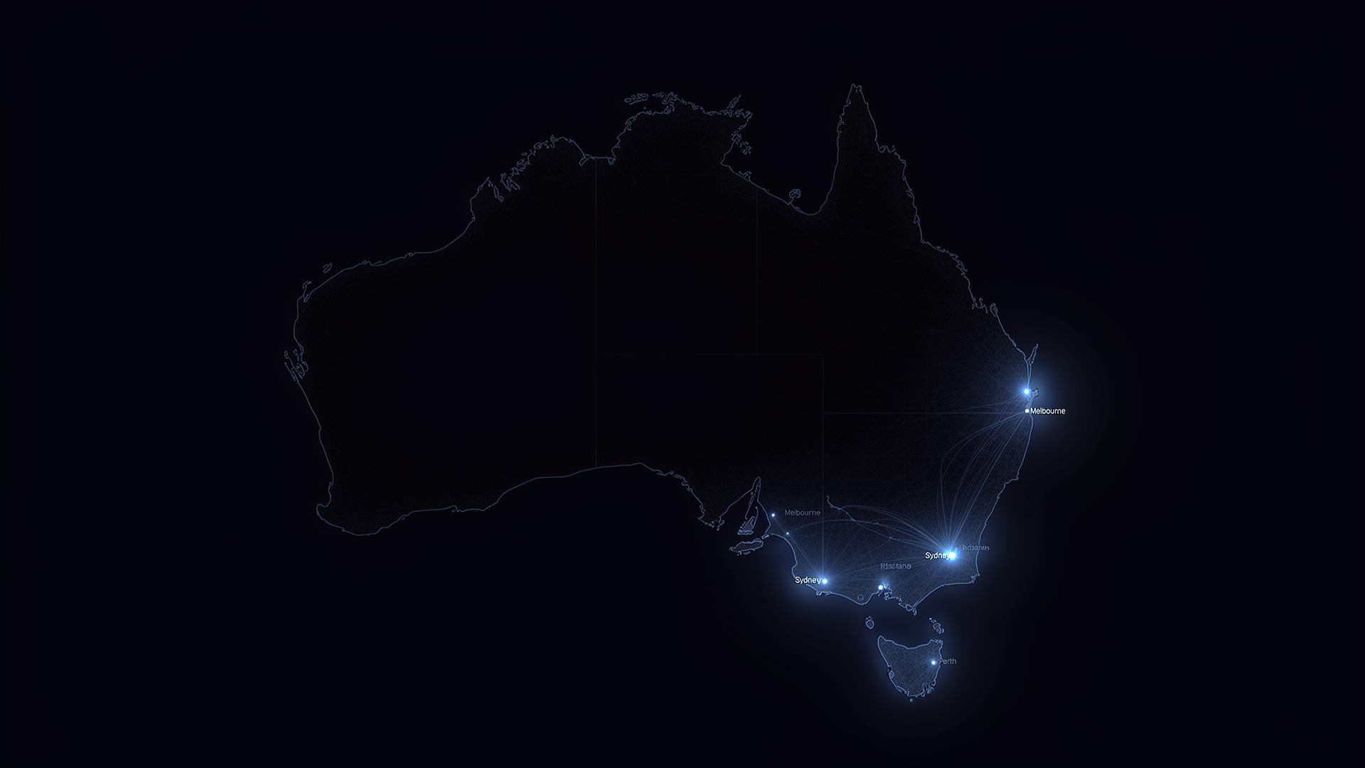 Stylized map of Australia showing our national reach